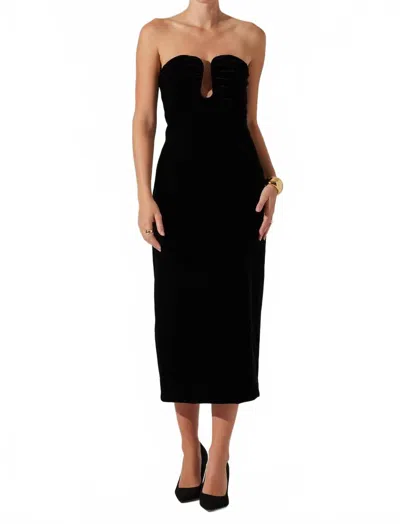 Astr The Label Arista Strapless Velvet Midi Dress In Black