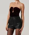 Astr Arista Sweetheart Velvet Top In Plum In Pink