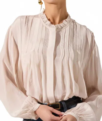 Astr Ashton Pleated Ruffle Trim Top In Warm Champange In Neutral