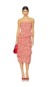 Astr Asym Tiered Ruffle Dress In Cherry Print