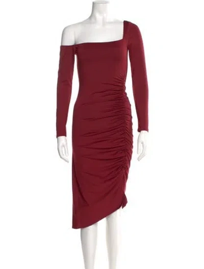 Pre-owned Astr Asymmetrical Knee-length Dress In Burgundy