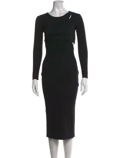 Pre-owned Astr Asymmetrical Midi Length Dress In Black