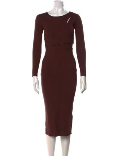 Pre-owned Astr Asymmetrical Midi Length Dress In Brown