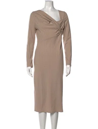 Pre-owned Astr Asymmetrical Midi Length Dress In Neutral