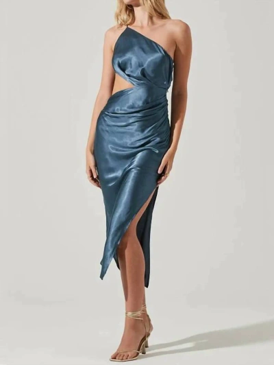 Astr Asymmetrical Slip Dress In Blue