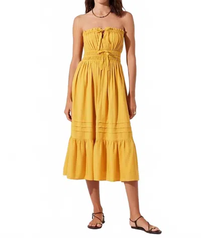 Astr The Label Aubrie Strapless Midi Sundress In Yellow
