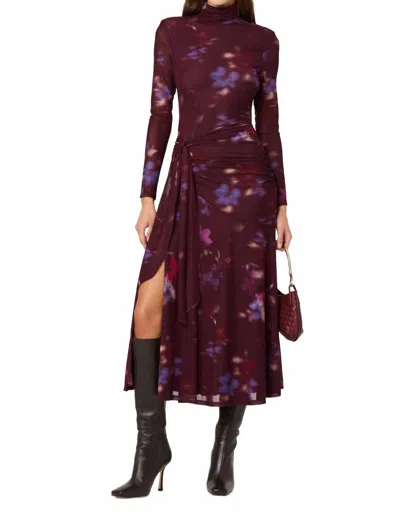 Astr Aubriella Dress In Dark Plum Multi In Brown