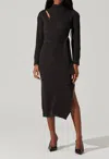 Astr Audree Midi Sweater Dress In Charcoal In Black