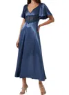 Astr Women's Aurelia Flutter Sleeve Lace Inset Dress In Blue