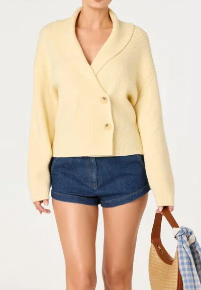 Astr Ayleen Cardigan Sweater Top In Butter Yellow In Multi
