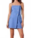 Astr Azria Button-front Wrap Dress In Blue In Blue