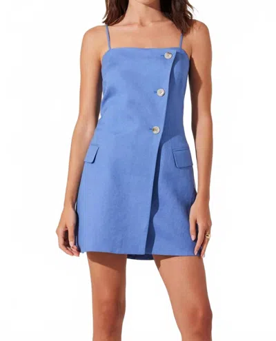 Astr Azria Button-front Wrap Dress In Blue