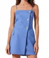 Astr Azria Button-front Wrap Dress In Blue In Blue