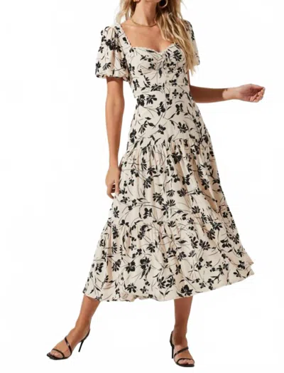 Astr Baldwin Midi Dress In Beige Multi In Neutral