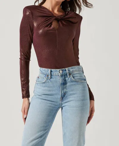 Astr Barcelona Bodysuit In Plum Shine In Brown