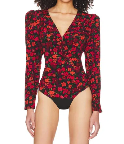 Astr Bartlett Bodysuit In Red Orange In Multi