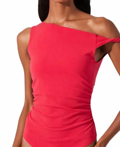 Astr Basile Twist Bodysuit In Berry Red