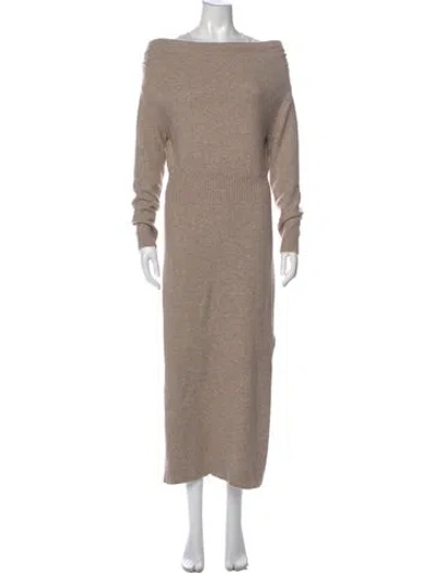 Pre-owned Astr Bateau Neckline Long Dress In Neutral
