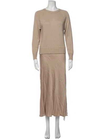 Pre-owned Astr Bateau Neckline Long Dress In Neutrals