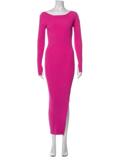 Pre-owned Astr Bateau Neckline Long Dress In Pink