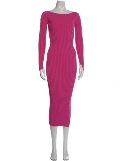 Pre-owned Astr Bateau Neckline Long Dress In Pink