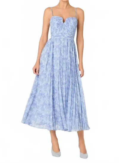 Astr The Label Bayley Floral Pleated Midi Dress In Blue