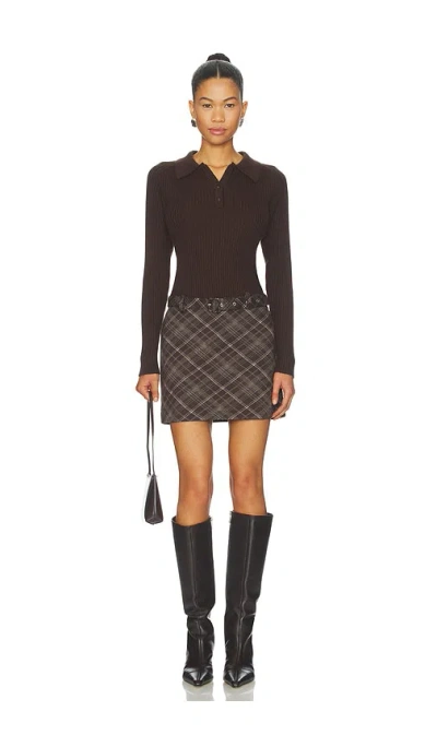 Astr Baylie Media Dress In Brown