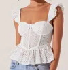 Astr Baylin Eyelet Peplum Corset Top In White