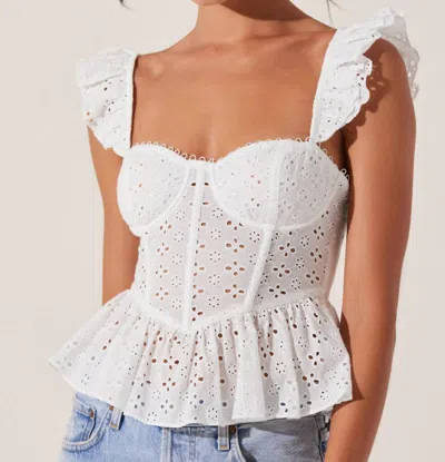 Astr Baylin Eyelet Peplum Corset Top In White
