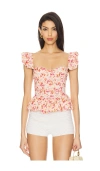 Astr Baylin Top In Pink Multi Floral
