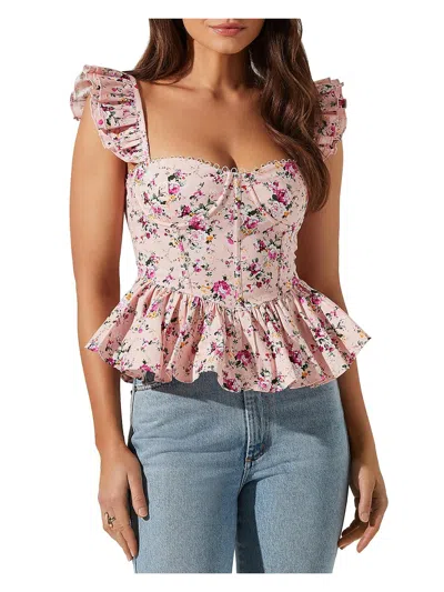 Astr Baylin Womens Cotton Corset Blouse In Pink