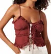 Astr Bea Tie-front Top In Brown In Brown