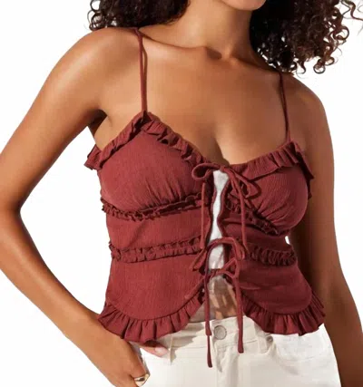 Astr Bea Tie-front Top In Brown