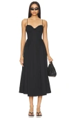 Astr The Label Lace-up Cotton Poplin Midi Dress In Black