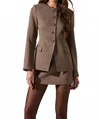 Astr Bellmere Tailored Collarless Jacket In Brown Houndstooth In Multi