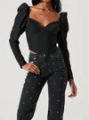 Astr Betty Sweetheart Top In Black In Black