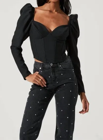 Astr Betty Sweetheart Top In Black