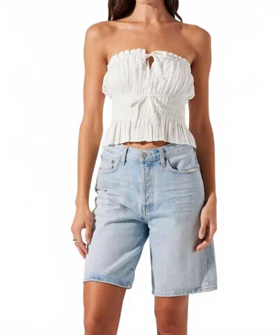 ASTR BIFFY SMOCKED TUBE TOP IN OFF WHITE