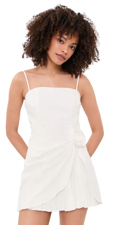Astr The Label Blake Rosette Embellished Pleated Minidress In White
