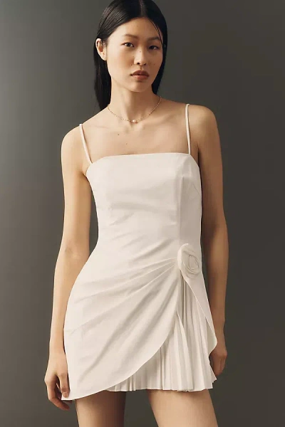 Astr Blake Pleated Rosette Mini Dress In White