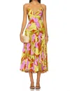 Astr Blythe Floral Plisse Midi Dress In Green Rust Floral In Multi