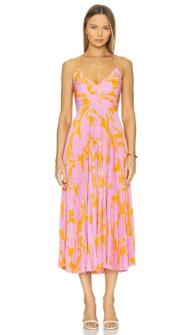 Astr Blythe Dress In Orange & Purple Floral