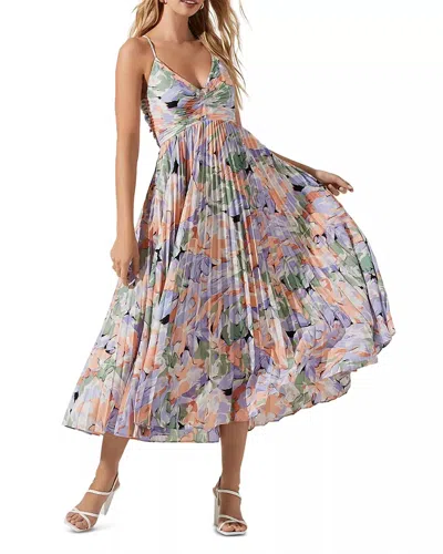 Astr Blythe Floral Plisse Midi Dress In Multi