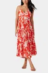 Astr Blythe Floral Plisse Midi Dress In Orange In Multi
