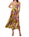 Astr Blythe Floral Print Maxi Dress In Green Rust In Multi