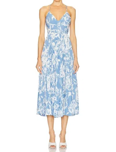Astr Blythe Midi Dress In Blue Floral