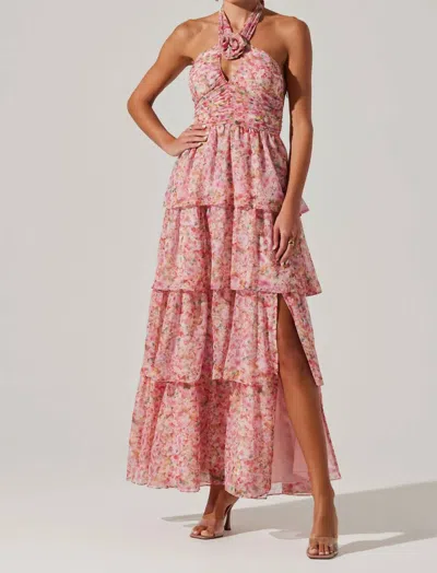 Astr Brinley Dress In Pink Multi Floral