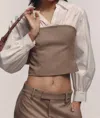 Astr Brooks Top In Taupe In Brown
