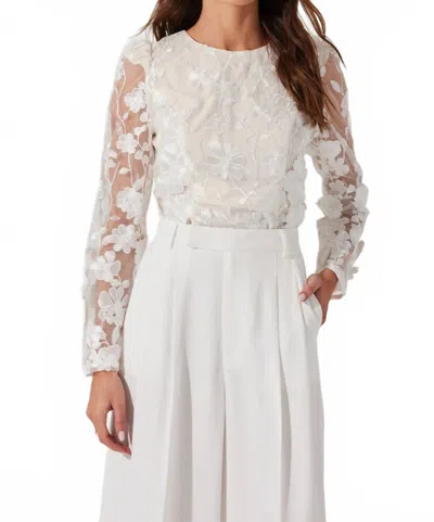 Astr Bryne Floral Appliqué Top In White
