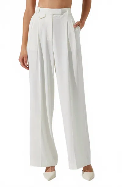 Astr Bryony High Waist Wide Leg Pants In White In Multi